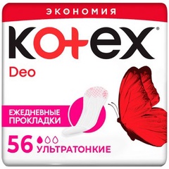 Прокладки женские гигиенические ежедневные Супертонкие Kotex Super Slim Deo 56 шт.