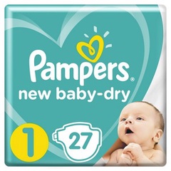PAMPERS Подгузники New Baby-Dry Newborn (2-5 кг) Средняя Упаковка 27